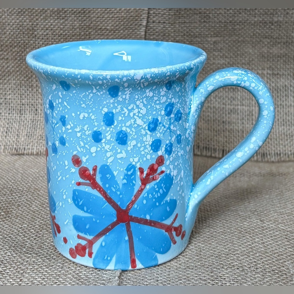 Barnes And Noble Blue Snowflake Mug Coffee Cup Made In Italy Book Lover Cozy